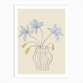 Blue Flowers In A Vase Art Print