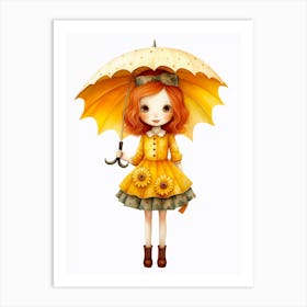 Little Girl With Umbrella Art Print