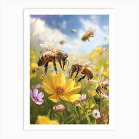 Halictidae Bee Realism Illustration 13 Art Print