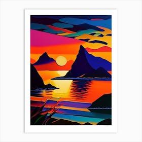 Geometric Bay Sunset Art Print