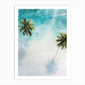 Two Palm Trees On The Beach Art Print