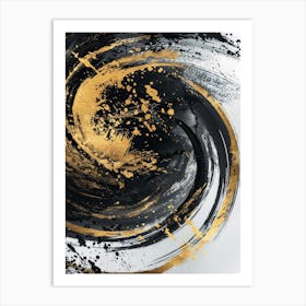 Black And Gold Swirl Canvas Print Art Print