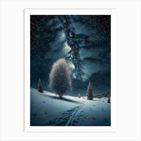 Snowy Night Sky Art Print