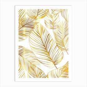 Gold Palm Leaves Seamless Pattern Art Print