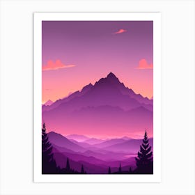 Misty Mountains Vertical Composition In Purple Tone 13 Art Print