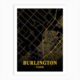 Burlington Gold City Map 1 Art Print