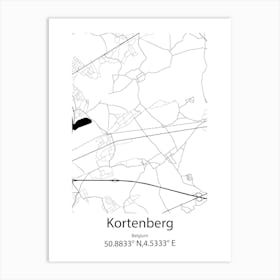 Kortenberg,Belgium Minimalist Map Art Print