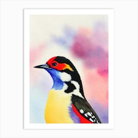 Woodpecker 2 Watercolour Bird Art Print