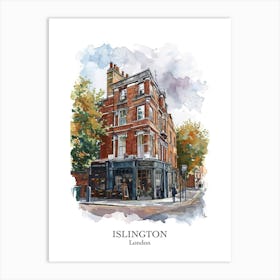 Islington London Borough   Street Watercolour 1 Poster Art Print