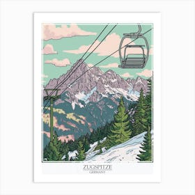 Zugspitze Germany Color Line Drawing Drawing 7 Poster Art Print