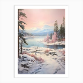Dreamy Winter Painting Big Bear Lake California Art Print