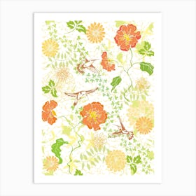 Hummingbirds And Flowers Art Print