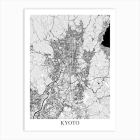 Kyoto White Black Art Print