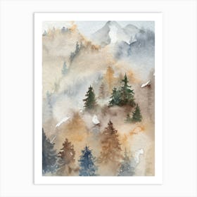 Watercolor Of Pine Trees 1 Art Print