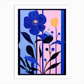 Blue Flower Illustration Iris 1 Art Print