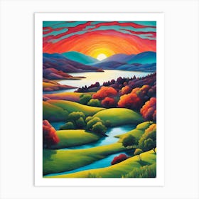 Sunset Over The Valley Art Print