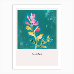 Aconitum 3 Square Flower Illustration Poster Art Print