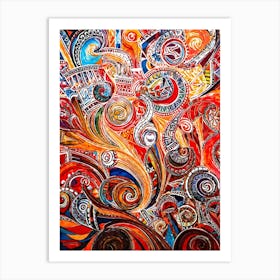 Abstract Painting Capturing The Convergence Of Diverse Human Rights And Cultures Showcasing Swirls (6) Art Print