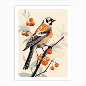 Bird Perched On Branch 1 Art Print