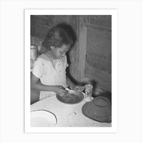 Daughter Of Tenant Farmer Eating Bread And Flour Gravy For Dinner, Wagoner County, Oklahoma By Russell Lee 1 Art Print