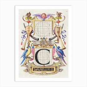 Guide For Constructing The Letter C From Mira Calligraphiae Monumenta, Joris Hoefnagel Art Print