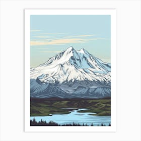 Mount St Helens Usa Color Line Drawing (4) Art Print