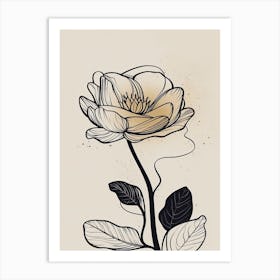 Line Art Lotus Flowers Illustration Neutral 12 Art Print