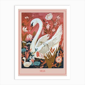 Floral Animal Painting Swan 4 Poster Art Print