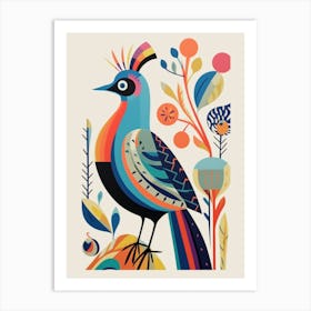 Colourful Scandi Bird Partridge 1 Art Print