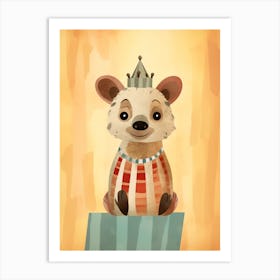Little Hyena Wearing A Crown Art Print