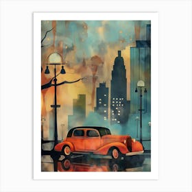 Old Car At Night Art Print