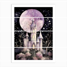 purple black princess castle Art Print