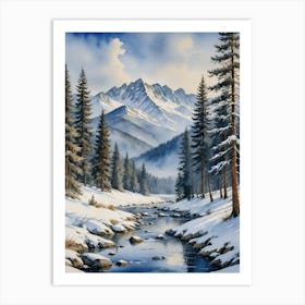 Icy Winter In The Mountains Art Print