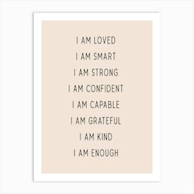 Kid Affirmations Tan Art Print