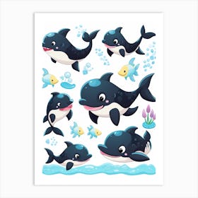 Kids Orca Whale Cartoon 4 Art Print