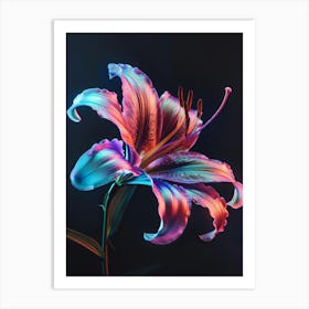 Lily Flower In The Dark Art Print