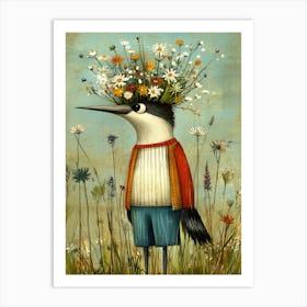 Bird With Flowers On His Head Art Print