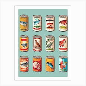 Vintage Tinned Fish, Sardines Illustration 2 Art Print