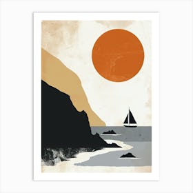 Sailboat On The Beach, Scandinavian Minimalism Art Print