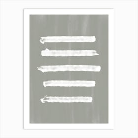 Sage Green Painting With White Brushstrokes Art Print