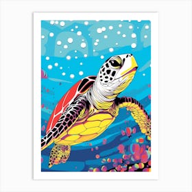 Comic Style Sea Turtle 1 Art Print