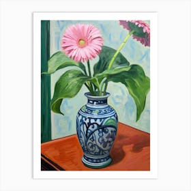 Flowers In A Vase Still Life Painting Gerbera Daisy 2 Art Print