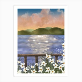 Daisies By The Lake Art Print