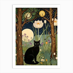 William Morris Cat In The Moonlight 28 Art Print