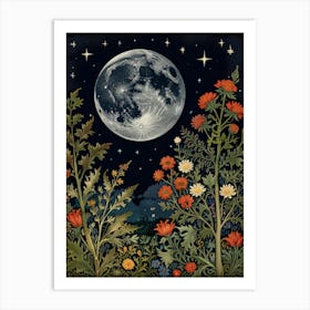 Landscape Moon In Forest Style William Morris 12 Art Print