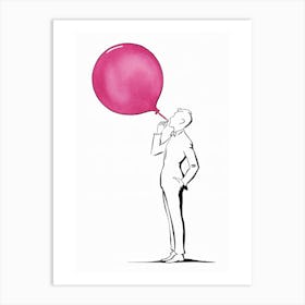 Man Blowing A Balloon Art Print