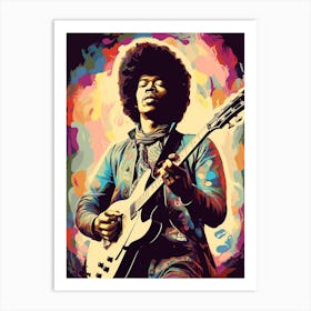 Jimi Hendrix Retro Portrait 4 Art Print