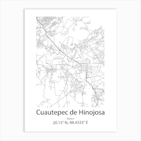 Cuautepec De Hinojosa,Mexico Minimalist Map Art Print