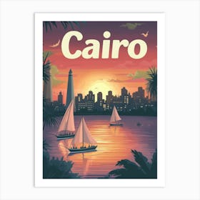 Aihrgdesign A 1970s Inspired Travel Poster For Cairo Art Print