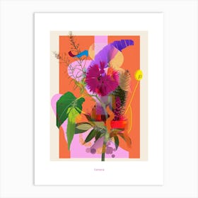 Celosia 1 Neon Flower Collage Poster Art Print